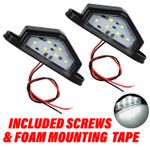 2x  White 6 LED Rear Tail License Number Plate Light Lamp 12V Car Truck Trailer
