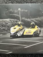 8x8 Canvas Of Dave Molyneux And Dan Sayle During The 17 IOM TT  B/W Background