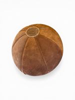 Vintage Leather Suede Medicine Ball Gym Equipment Military Army 7lb