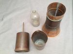 Antique English Copper Pluviometer set measuring rain gauge meteorological