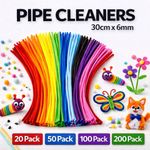 Chenille Craft Stems Pipe Cleaners 30cm 6mm Flexible 20-200 Pack High Quality