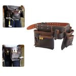 Leather Oil Tan Tool Belt Double Holder Pouch Multi Waist Builder Carpenter Bags