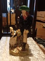 19th Century Staffordshire Flat Back 24cm Tall Pastoral Scene Figurine C.1820