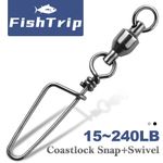 20,50,100 Pcs Fishing Ball Bearing Swivels with Coastlock Snap Fishing Connector
