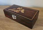 Wooden Inlay Marquetry Jewellery Box Wood Inlay Flower Decor Ornate. #2346