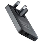 20W Ultra Slim Fast Charger Plug, Dual Ports, USB-C & USB QC 3 Folding Prongs