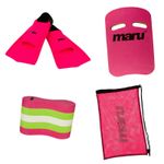 MARU SWIMMING SET - TRAINING SHORT FINS - BAG - PULL BUOY - KICKBOARD - PINK 4PC