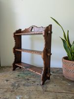 Vintage Clover Leaf Pine Bookcase Shelves Freestanding Tabletop Wall Shelf Folk