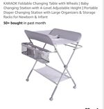 Adjustable Height Changing Table Padded Foldable Changing Table Wheeled
