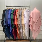 3 Layer Khimar Muslim Prayer Hijab Scarf Islamic Niqab Nikab Arab Headscarf Wrap