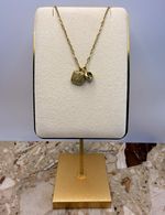 Gold Plated Necklace 18ct Stainless Steel 38cm Virgo Square Charm Green Stone