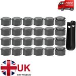 24x 17MM Universal Grey Wheel Nut Bolt Studs Screw Tire Cap Cover With Tool