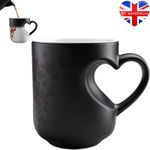 Heart-Shaped Color Changing Magic Ceramic Mug Thermochromic Reveal Coffee Cup UK