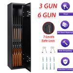6 Gun Cabinet New Rifle Safe Approved 7 Levers Locks Extra Wide & Deep Ammo Box