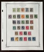 1925-1928 LUXEMBOURG GRAND DUCHESS CHARLOTTE STAMPS LOT ON ALBUM PAGE M&U, OVPTS