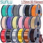 SUNLU 1.75MM PLA/ASA/PLA+2.0/Matte/PETG/ABS/SILK 3D Printer Filament 1KG Lot
