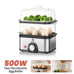 SUPERLEX 2-Tier Stainless Steel Egg Cooker & Food Steamer 16 Eggs Boiler Poacher