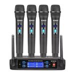 Professional 4 Channel UHF Wireless 4 Microphone Mic System Cordless Handheld
