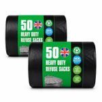 100 Heavy Duty Black Refuse Sacks Bin Bags 70L Household Rubbish Bag 720 x 840mm