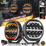 Pair 7inch OSRAM LED Driving Spot Lights DRL Black Round Offroad Truck SUV 4x4