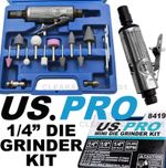 US PRO 15pc MINI 1/4" AIR DIE GRINDER SET 8419 25,000 RPM WITH GRINDING STONES