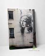 BANKSY Girl Pearl Earring Graffiti Canvas Art Wall Art Print Picture Canvas-C821