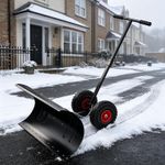 Snow Shovel with Wheel 29 in Durable Metal Snow Removal Pusher for Driveway