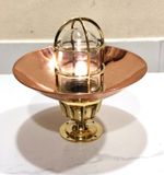 Nautical Brass Bulkhead Ceiling Passageway Light with Copper Shade Vintage Style