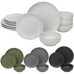 Coloured Stone Ceramic 12/24 Piece Dinnerware Crockery Plates Bowls Dining Set