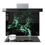 Kitchen Glass Splashback Toughened Cooker ANY SIZE Green Abstract Smoke WxH