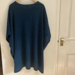 Jennifer Gay 100% Baby Alpaca Wool Poncho Shawl Navy Teal Peru Size 16 - 20