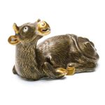 Chinese Porcelain Figurine Black Gilt Water Buffalo Auspicious Animal Qing 19C