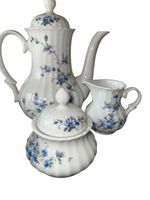 Vintage Porcelain Floral Coffee Pot Sugar Bowl & Creamer Jug Set Bavaria Germany