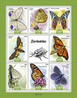 BUTTERFLIES Butterfly Insects MNH 8v-Stamp Sheet #873 (2024 Guinea-Bissau)