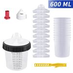 10x 20oz 600ml Disposable Paint Spray Gun Cup Liners & Lids System with Adapter