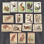 Native Birds & Animals 16 Match Label Stamp Cards 1970's Hedgehog Eagle Duck Owl