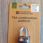 Mountain Warehouse TSA Approved Combination Padlock, Black & Silver