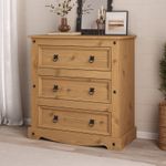 Corona Chest of Drawers 3 Drawer Mexican Solid Pine Bedroom