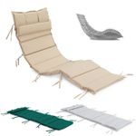 Foldable Acacia Wood Sun Lounger Cushion Recliner Pad For Garden Patio Lounge