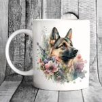 Pet Dog Mug, watercolour German Shepherd  / Alsatian - Ideal Gift