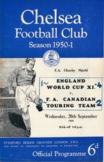 FA CHARITY SHIELD 1950 England World Cup X1 v Canada @ Chelsea - score recorded