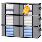 6 Pack Storage Bags Moth Proof Clothes Organizer Large Duvet Bags Zips 90L