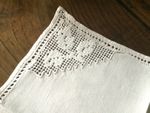 Set of 4 Vintage White Linen & Lace Cocktail Napkins