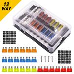 Blade Fuse Box Block Holder LED Indicator 12V 32V Auto Marine Waterproof 12-Way