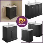 Black Traditional Vanity Unit Marble Top Ceramic Basin Sink 600 800 900 1200mm