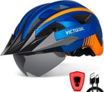 Victgoal Bike Helmet with USB Rechargeable LED Light Removable Magnetic Goggles