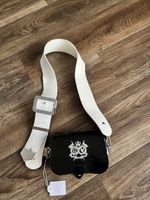 WHITE CROSS BELT WITH BLACK PATENT LEATHER BANDSMAN POUCH  QRL