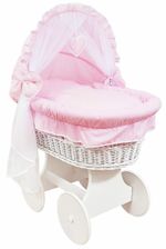 Baby Full Bedding Set With Canopy To Fit Wicker Moses Basket Pink