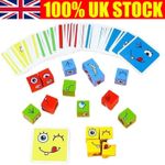 Magic Face Changing Cube Game Expression Puzzle Building Block Matching Toy,Wood