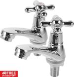 2X Twin Taps Set Hot and Cold Pair Tap Traditional Bath Bathroom Basin Sink UK